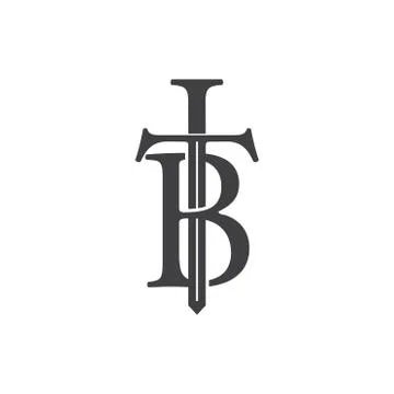 Letters tb sword shape logo vector Stock Illustration