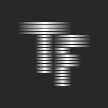 Letters TF or FT monogram initials logo design featuring metallic thin para.. 스톡 일러스트