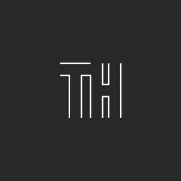 Letters TH logo linear capital HT symbol template. Maze shape T H monogram in Stock-Illustration