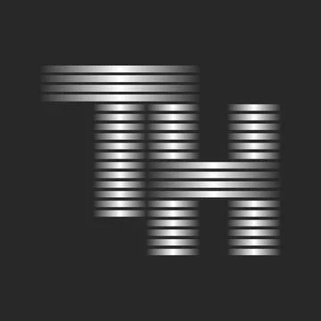 Letters TH or HT initials logo design featuring sil thin parallel horizonta.. Stock Illustration