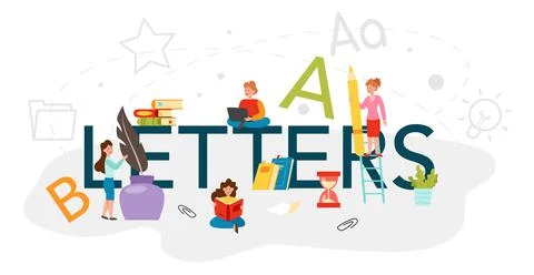 Letters typographic header. Study ancient and modern novel writers. Stock Illustration