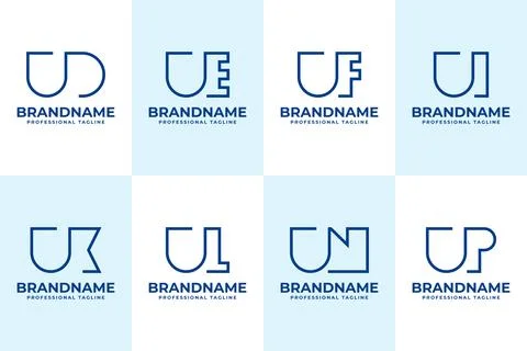 Letters UD UE UF UI UK UL UN UP Monogram Logo Stock Illustration