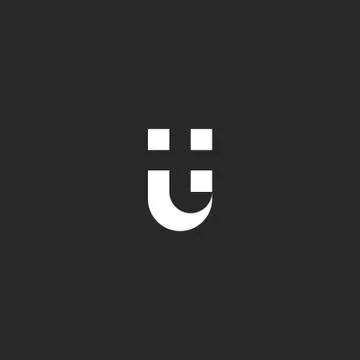Letters UT Logo negative space style. Combination black and white symbol U an Stock Illustration