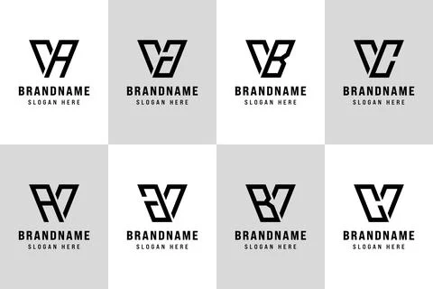 Letters VA VB VC Logo Set, for VA AV VB BV VC CV Initials Brand Stock Illustration