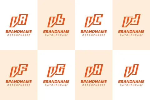 Letters VA VB VC VD VF VG VH VI Monogram Logo Set Stock Illustration