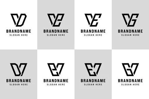Letters VD VE VG Logo Set, for VD DV VE EV VG GV Initials Brand Stock Illustration