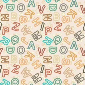 Letters in vintage style - vector educational school pattern Stock Illustration