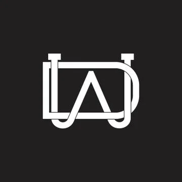 Letters wd simple linked line logo vector Stock Illustration