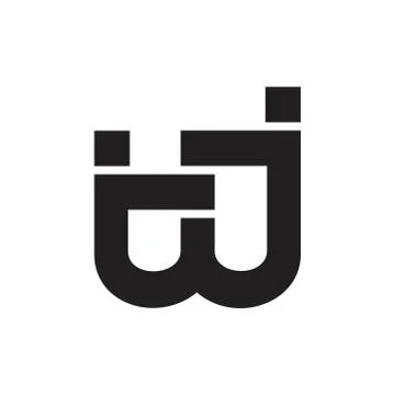 Letters wj simple geometric line logo vector Stock Illustration