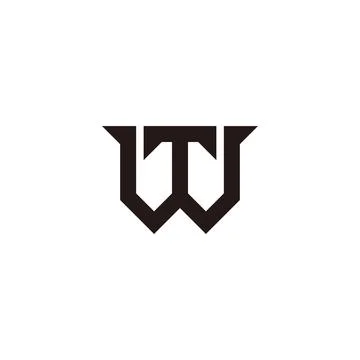 Letters wt simple linked geometric lines logo vector Stock Illustration