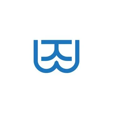 Letters wt water simple geometric line abstract logo vector Stock Illustration
