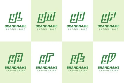 Letters YL YM YO YP YQ YR YT YV Monogram Logo Set Stock Illustration