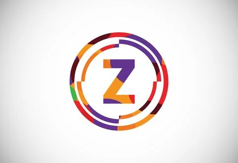 Letters Z with circle frames low poly art style. English alphabet, vector i.. Stock Illustration