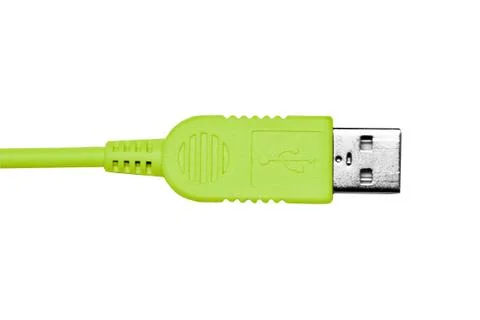 Lettuce close up shot of usb cable isolated on white Stock Photos