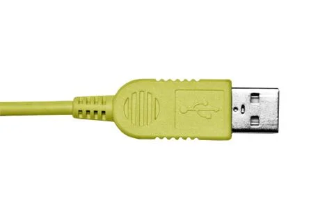 Lettuce close up shot of usb cable isolated on white Stock Photos