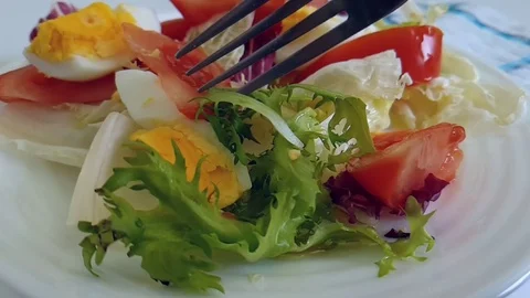 Lettuce, egg, cabbage, tomato Stock Footage 89711060