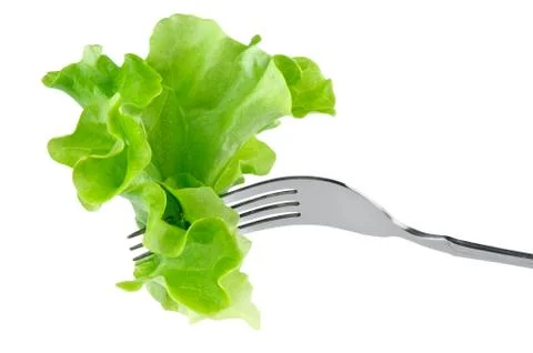 Lettuce on fork Stock Photos