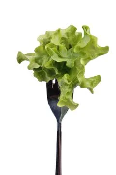Lettuce leaves on a fork Foto stock