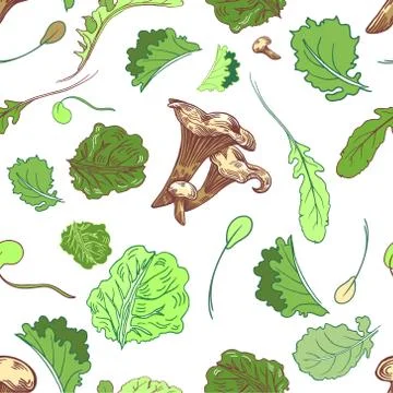 Lettuce pattern with girolle Stock Illustration