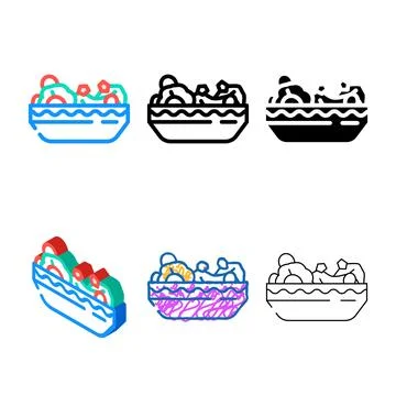 Lettuce radish color icon types vector Stock Illustration