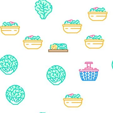 Lettuce salad leaf vegetable vector seamless pattern イラスト素材