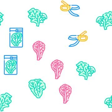 Lettuce salad leaf vegetable vector seamless pattern Illustrazione stock
