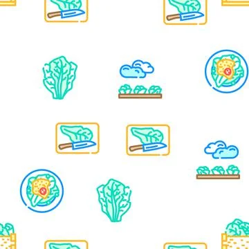 Lettuce salad leaf vegetable vector seamless pattern Illustrazione stock