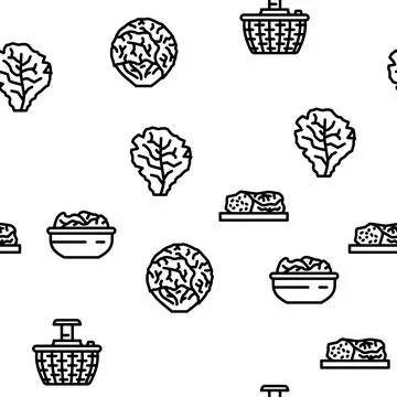Lettuce salad leaf vegetable vector seamless pattern Illustrazione stock