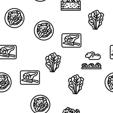 Lettuce salad leaf vegetable vector seamless pattern Illustrazione stock