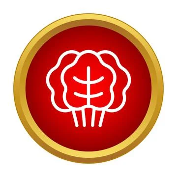 Lettuce vegetable icon on red round button Stock Illustration