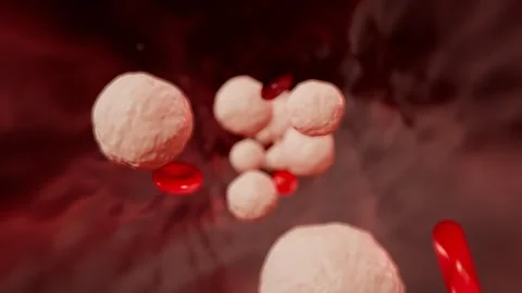 Leukemia abnormal white cells crowding bloodstream loop Vídeos de archivo 343189076