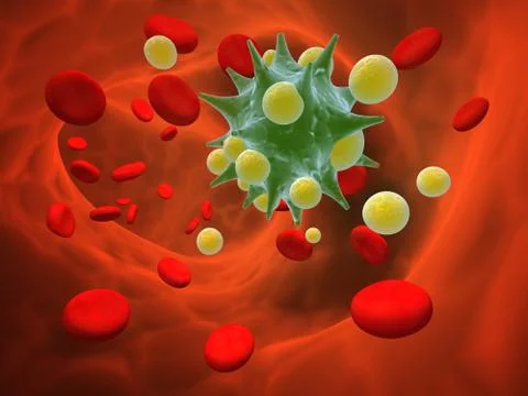 Leukocytes attack the pathogen virus Stock Illustration