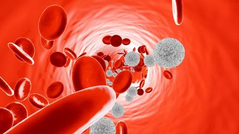 Leukocytes in the Blood stream Stock Illustration