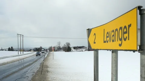 Levanger sign in Levanger, Norway Stock Footage 93931357
