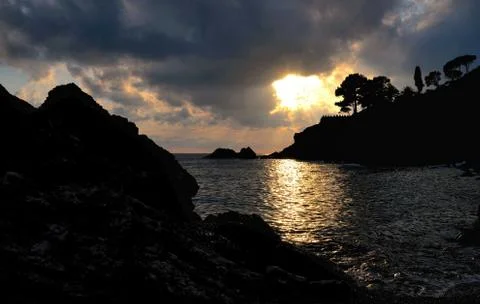 Levanto beach sunset Stock Photos
