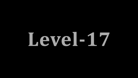 Level-17 text animation on black background with fading and glowing effect. Stock-Footage 337805101