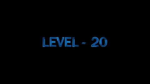 Level 20 text animation for intro video game title screen with blue shiny e.. Stock Footage 333878439
