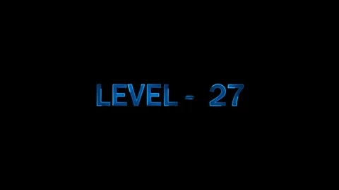 Level 27 text animation with blue glowing effect on a black background, vid.. Stock Footage 334157465