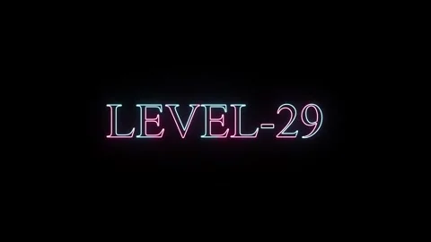 Level 29 neon glowing animation on black background with dynamic light refl.. Stock Footage 331531039