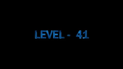 Level 41 metallic blue text on black screen glowing digital interface numbe.. Stock Footage 334157520