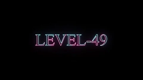 Level-49 text animation with neon glowing effects on black background for g.. 動画素材 331531082