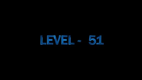 Level 51 text display with futuristic blue glow on black screen background Stock Footage 334157553
