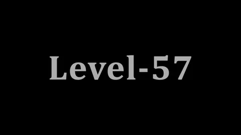 Level-57 text animation on black background with fading and glowing effects. Stockbeeldmateriaal 337805039