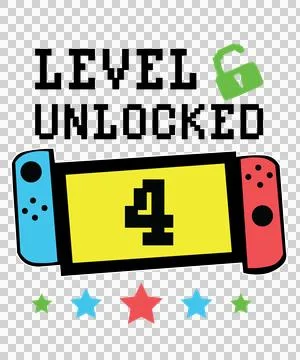 Level 6 Unlocked Text Banner lock stars Variation A Stock Illustration