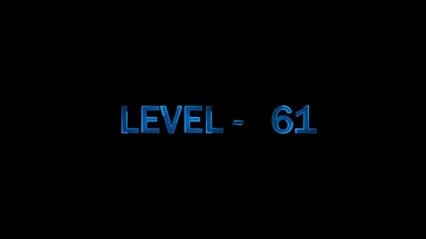 Level 61 glowing blue text animation, modern design for video games, events.. Stock Footage 334157578