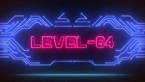 Level 64 Creative Milestone Background Glowing Pink Neon Text Stock Footage 327890040