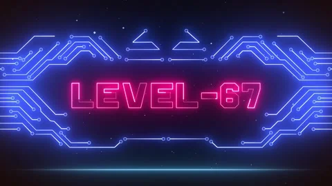 Level 67 Creative Milestone Background Glowing Pink Neon Text Stock Footage 327890056