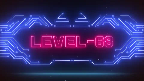 Level 68 Creative Milestone Background Glowing Pink Neon Text Video stock 327890063