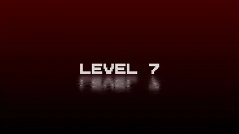 Level 7 animation of looped text with glitch effect on black background. 8 .. Stock Footage 322966825