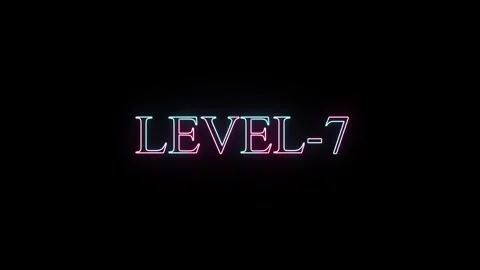 Level 7 neon text animation with vibrant glowing colors and digital flicker.. Stock Footage 331531004